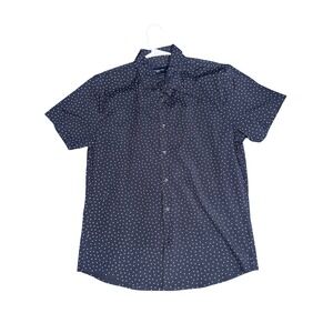 Abercrombie & Fitch Mens Super Slim Stretch Polka Dot Short Sleeve Shirt Navy L